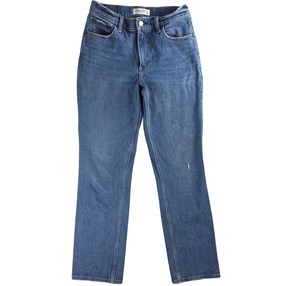 Abercrombie & Fitch Women 27/4R Blue '90s Straight Low Rise Distressed Y2K Jeans